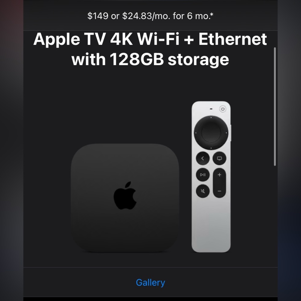 Apple TV 4K Wi-Fi + Ethernet with 128GB Storage